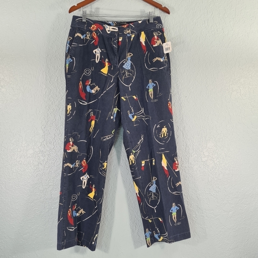 Katie Hill Petite Novelty Print Navy Jeans Size 14P